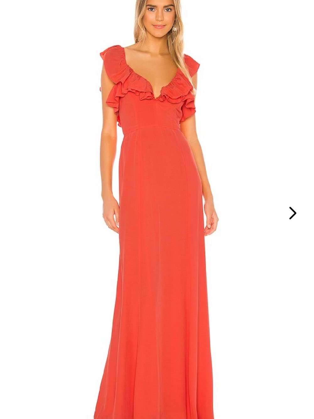 Lovers + Friends ‘Mila’ Coral Ruffle V-Neck Gown